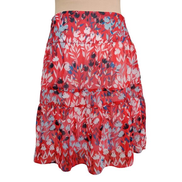 Christin Michaels Dresses & Skirts - Christin Michaels Skirt Floral Tiered Mini Summer Flirty Red Blue White Size M
